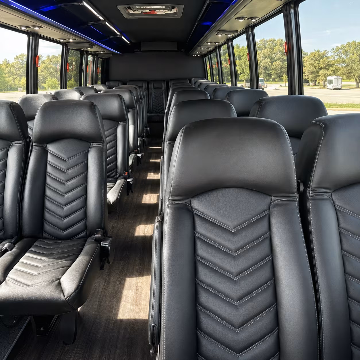 Austin School Event Transportation party bus interior