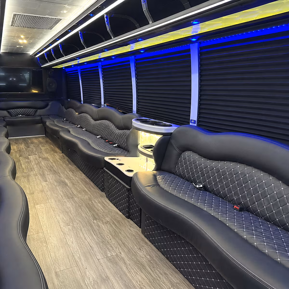 Austin Sporting Event Transportation party bus interior