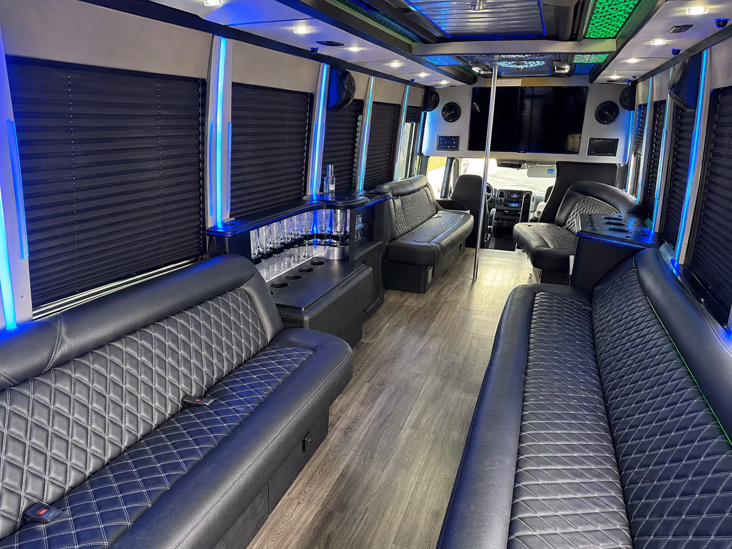 Austin Sporting Event Transportation party bus exterior